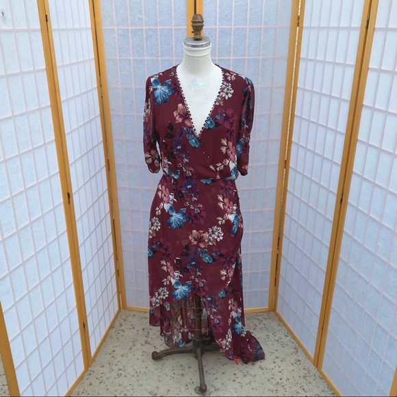 nicholas burgundy floral dress